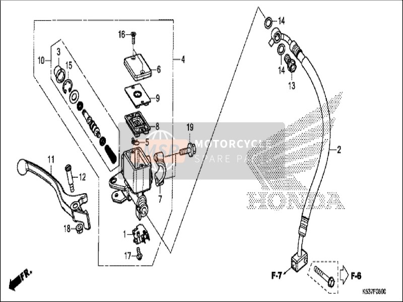 Honda SH300AS 2019 Cilindro maestro de freno delantero para un 2019 Honda SH300AS